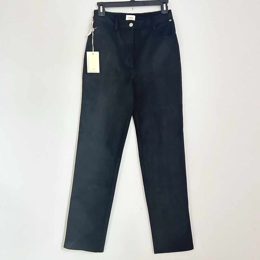 Aritzia.Wilfred Melina Pants Size 4 NWT Black Vegan Suede High Rise Slim